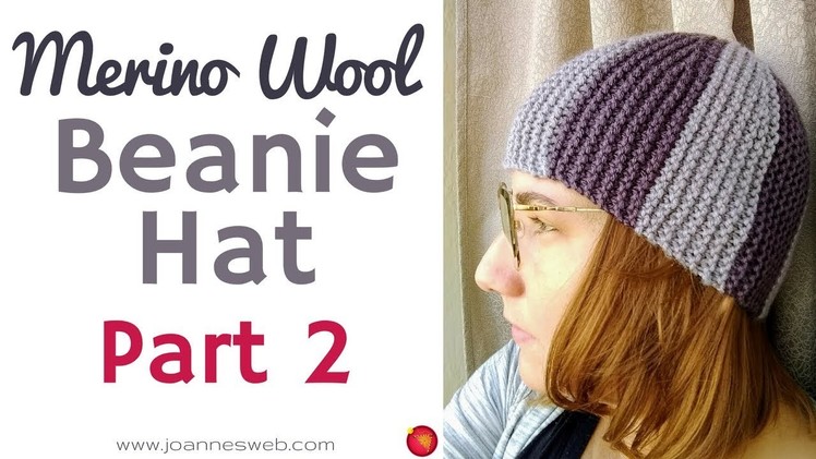 Merino Wool Beanie Hat PART 2 - Easy Knitted Two Color Beanie Hat - Merino Wool Yarn Knit Cap