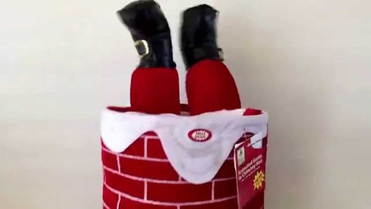 Musical Moving Legs Santa Stuck in Chimney Talking Christmas Large Hat