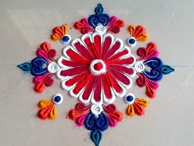 NEW Beautiful SMALL Rangoli Designs with colours for Festivals and Celebrations by Maya !