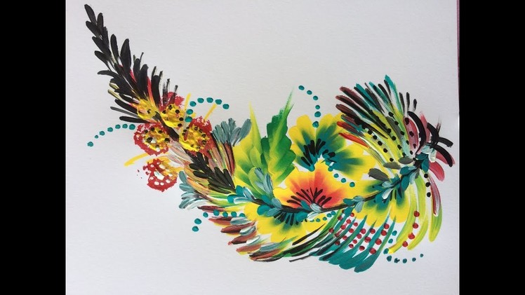 One Stroke Painting-Abstract Floral Decorative Feather