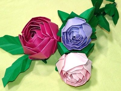 Origami rose (modular). ????Easy paper rose! Ideas for birthday party decoration.