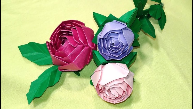 Origami rose (modular). ????Easy paper rose! Ideas for birthday party decoration.
