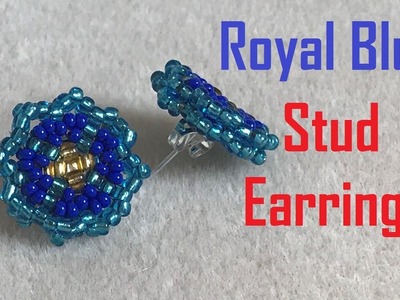 Royal Blue Star Beaded  Stud Earring