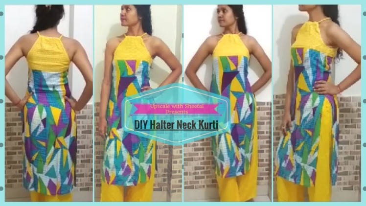 Super Easy Halter Neck Kurti Tutorial | How to Cut & Sew Halter Neck Kurti | Trendy Kurti design