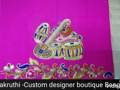 Tabala embroidery designs on blouse by Angalakruthi boutique