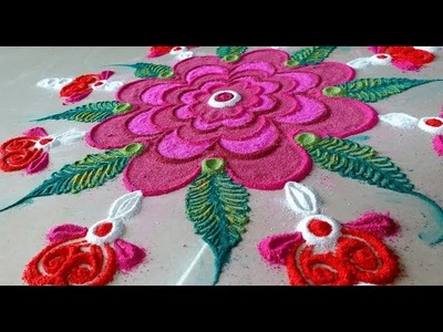 *UNIQUE Beautiful Flower Rangoli Designs by Maya* - Innovative. Imaginative Rangoli !