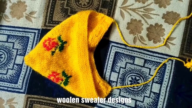 Woolen cap design for kids :- rose pattern