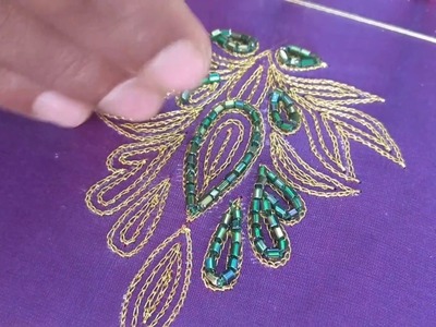 Zari and Cut Bead Work for a Designer Blouse