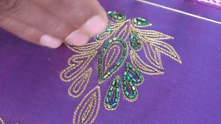 Zari and Cut Bead Work for a Designer Blouse