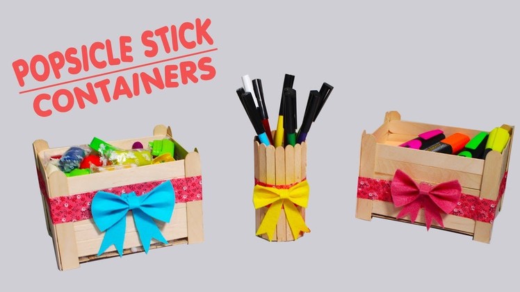 3 Minute Crafts. Popsicle stick containers for kids stationery. Easy Popsicle stick crafts