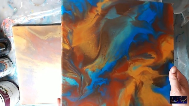 Acrylic Pouring - Just Pigment Powder & Behr Deep Base - 2 Canvases - Video 4
