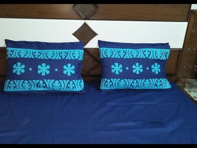 Applique work Designs for Bed sheets.Pillow Cover Pattern 2