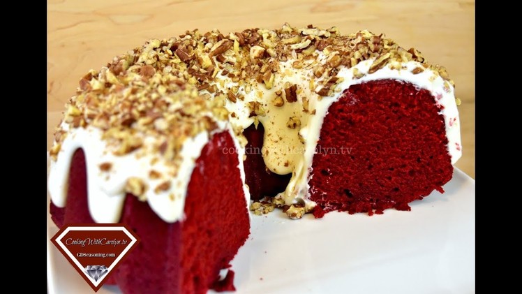 BEST RED VELVET CREAM CHEESE POUND CAKE W. WHIPPED CREAM CHEESE FROSTING |CookingWithCarolyn
