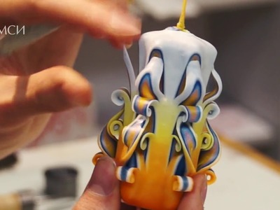 Carved candle in a vacuum! We make a 7 cm carved candle in the candle shop of DIMSI