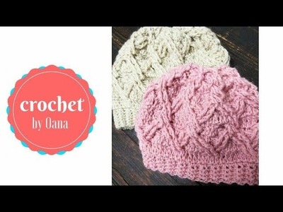 Crochet baby hat with aran stitch by Oana