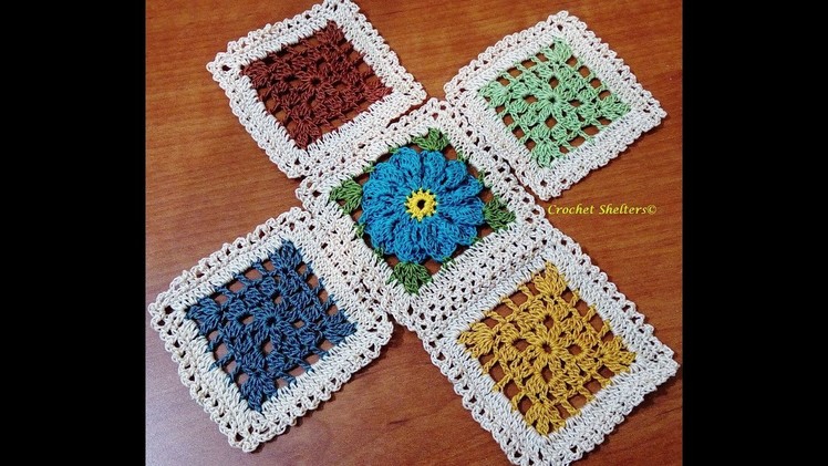 Crochet Lacy Window Granny Square Motif-1 to mix with crochet flower square