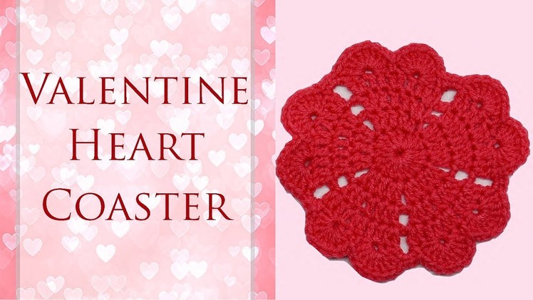 Crochet Valentine Heart Coaster || LaughLoveCreate