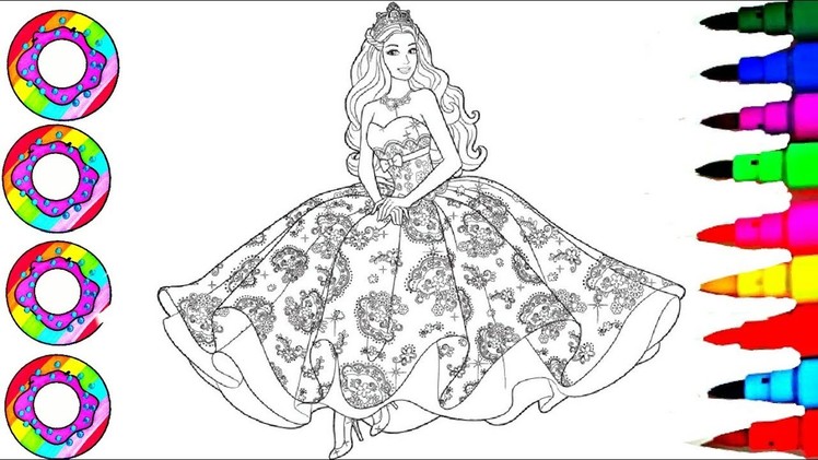 Disney's Barbie in Rainbow Dress Coloring Sheet Coloring Pages l How to Colo Learn Colors
