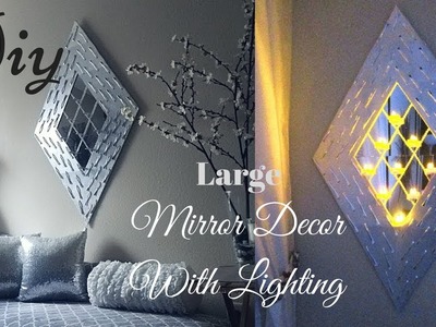 Diy Large Wall Mirror Lighting Decor Using Dollar Tree Items! | Inexpensive Wall Decorating Idea!