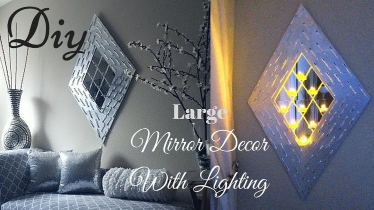 Diy Large Wall Mirror Lighting Decor Using Dollar Tree Items! | Inexpensive Wall Decorating Idea!