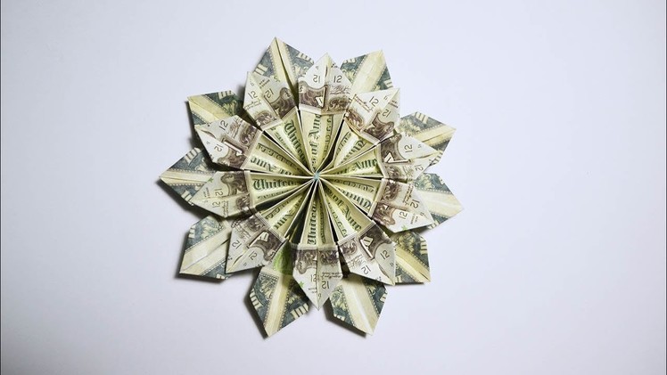 Easy and Fast Money Flower Origami 10 Dollar bills Tutorial DIY Folded No glue