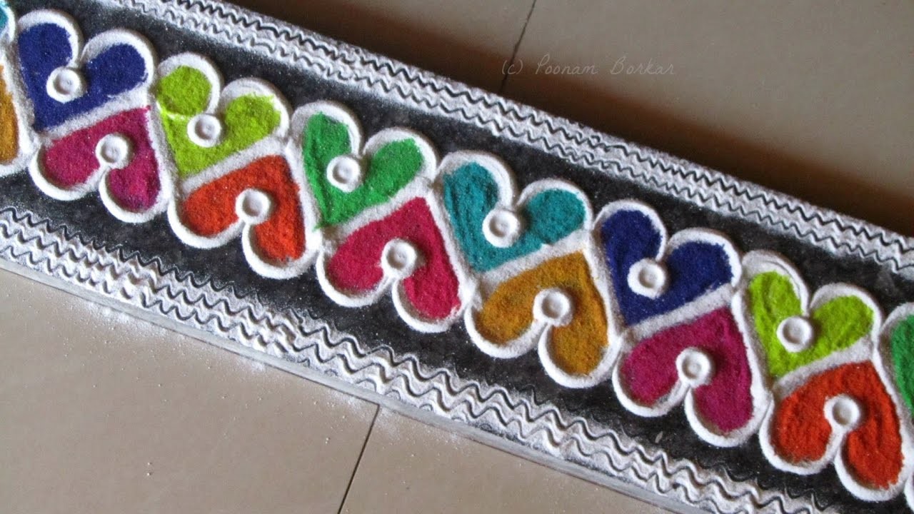 Easy and Innovative multicolored border rangoli, Easy Rangoli designs ...