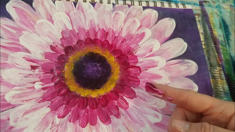 Easy Beginner FLOWER Finger Painting Acrylic Tutorial LIVE #angelooney