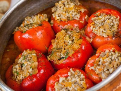 Easy Meat & Rice Stuffed Peppers