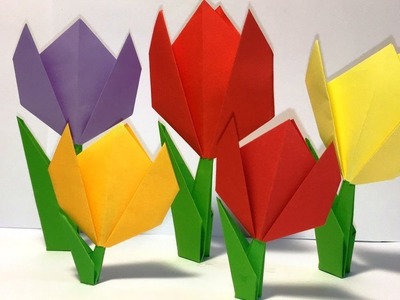 Easy paper tulip origami flower | simple tutorial for beginners  step by step
