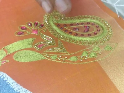 Elaborate peacock embroidery design