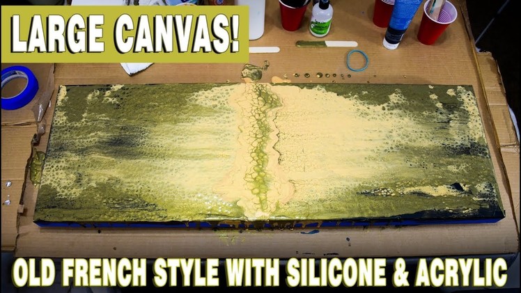 Fluid Art Painting - Old French Style with Silicone Acrylic on Canvas Swipe Technique