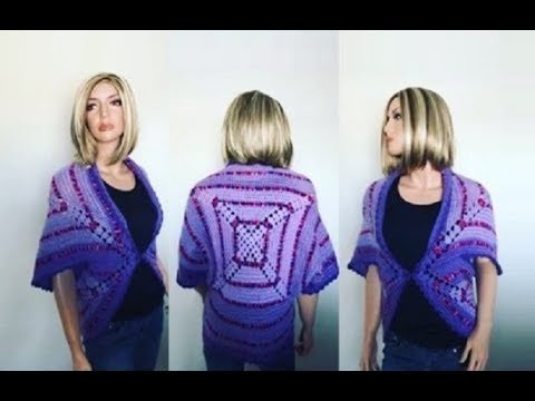 How to Crochet Square Motif Cardigan Pattern #623│by ThePatternFamily