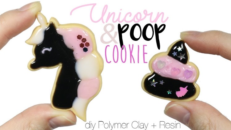How to DIY Unicorn & Poop Frosted Cookies Polymer Clay.Resin Tutorial
