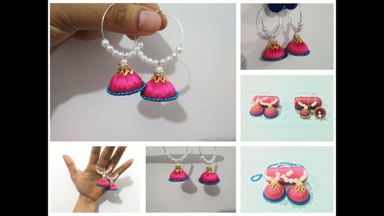 How to make Silk Thread Jhumkas Hoop Style at home | Creative Things