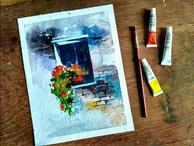 How to paint a windows and flowers in watercolor | Paint with david