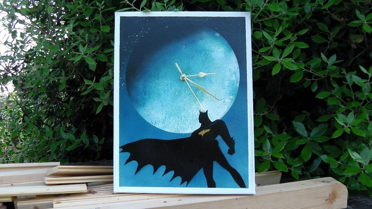 How to Spray Paint Art - Batman Clock on Canvas