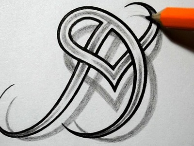 Initial D and Heart Combined Together - Celtic Weave Style - Letter Tattoo Design