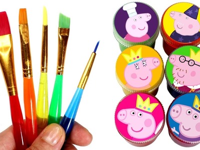 Peppa Pig Royal Family Painting Learn Colors with Princess Peppa George Daddy Mummy Granny Grandpa
