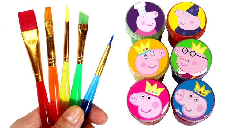 Peppa Pig Royal Family Painting Learn Colors with Princess Peppa George Daddy Mummy Granny Grandpa