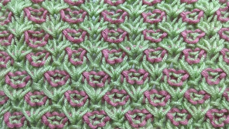 Plain of flowers, two-color knitting stitch pattern + free chart