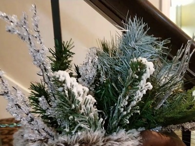 Rustic Glam Christmas Decor.How to make a focal point on a small staircase garland