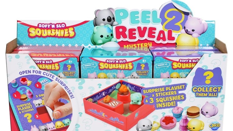 Soft 'N Slow Squishies Peel 2 Reveal Mystery Figure Playsets Series 1 Unboxing Toy Review
