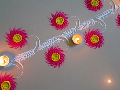 Very easy Rangoli border make in two minute by DEEPIKA PANT