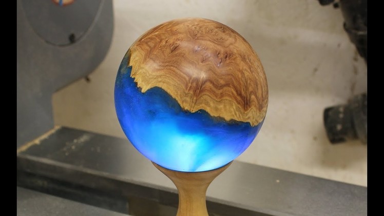 Woodturning - The Blue Planet .  a hybrid sphere