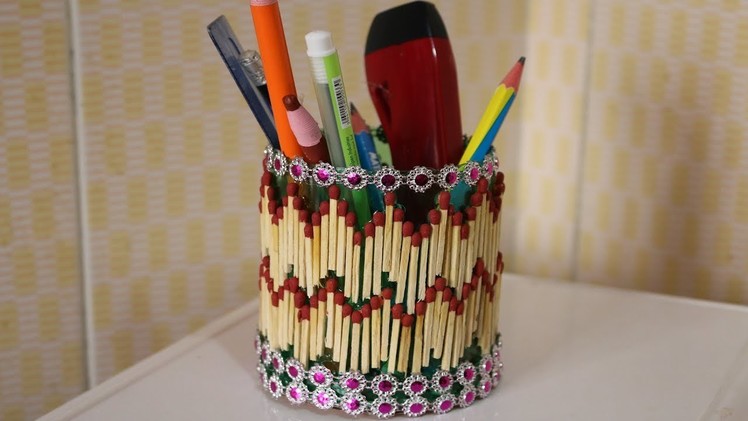 Amazing! Innovative idea of matchstick | Beautiful Pen Holder Using Matchstick - Recycled Craft Idea