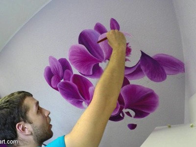 Amazing orchid painted on the wall