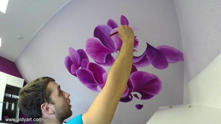 Amazing orchid painted on the wall