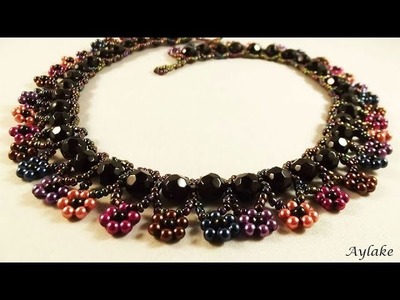 Aylake - How to make simple beaded necklace  "Charming lace"