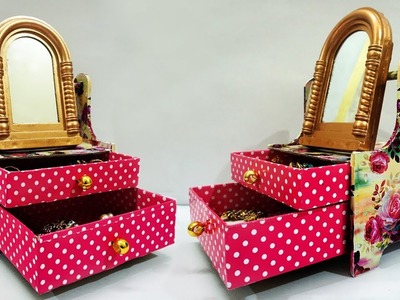 Beautiful Best Out of Waste Idea from Old Cardboard Box | DIY Organiser | Jewellery Organiser