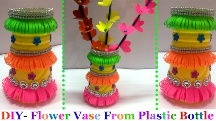 Best out of waste Empty Plastic Bottle Craft-DIY flower vase from Plastic Bottle|Room Decor idea!